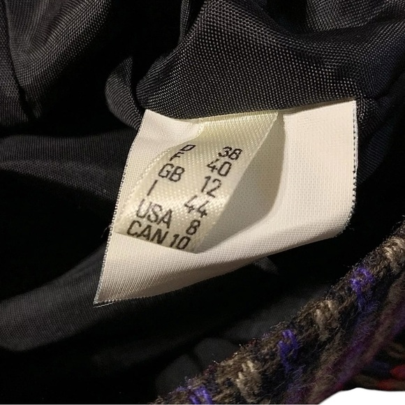 HMC Hucke Mode Collection Tweed Plaid Velvet Buttoned Jacket Purple Black US 8 - Picture 8 of 9